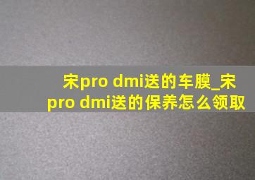 宋pro dmi送的车膜_宋pro dmi送的保养怎么领取